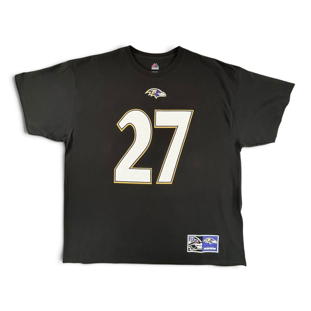 Majestic Baltimore Ravens Ray Rice 27 T-Shirt Mens 2XL Black NFL Fan Gear